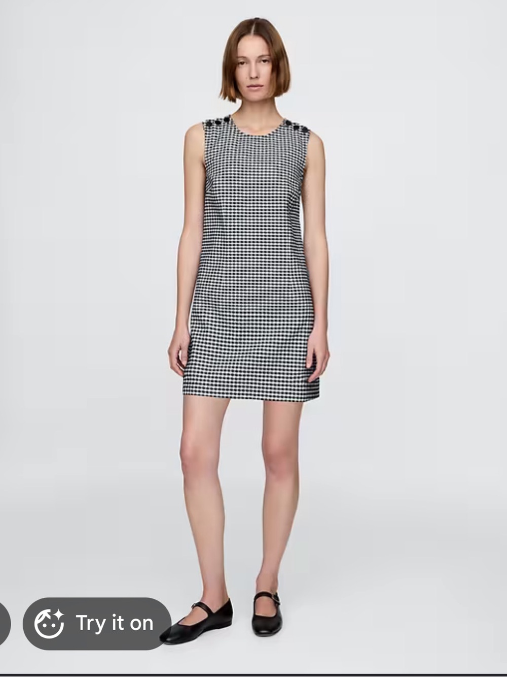 Sleeveless Black and White Gingham Mini Dress